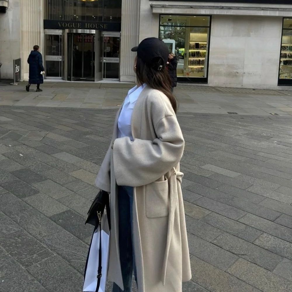 ZARA MINIMALIST COAT WITH MANTECO WOOL ZW COLLECTION - Picture 6 of 15
